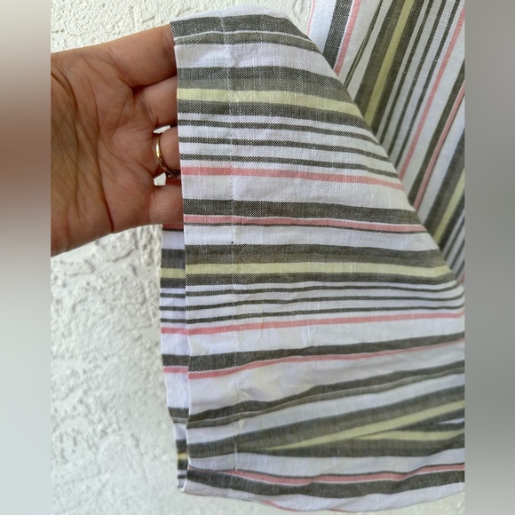 Liz Claiborne Linen Capris Pants Cotton Burnt Olive Stripe XL NWT - Picture 4 of 10